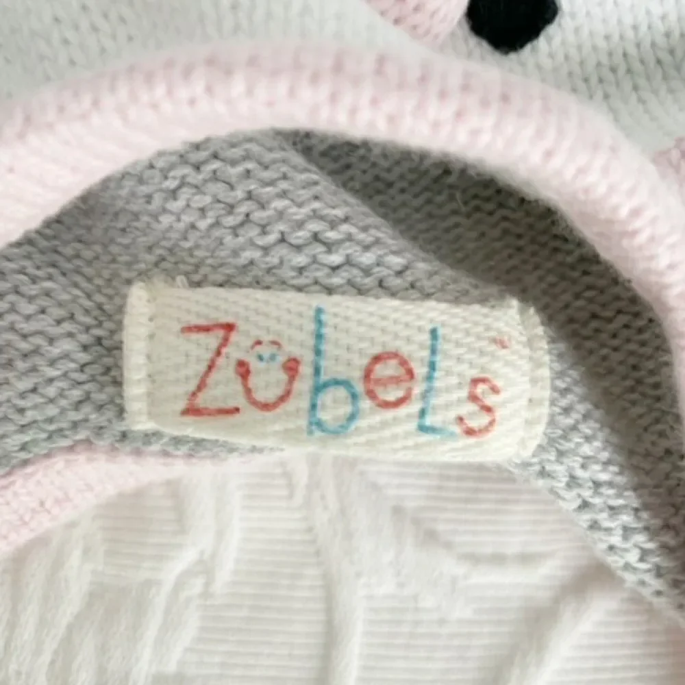 Zubels Knit Winter Hat Little Bird Owl Pink Gray White Baby Penguin Size 6-12M